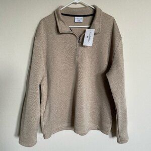 Saddlebred Microfleece Pullover Quarter Zip Beige Size XL Warm Layer